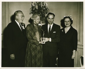 Mary Lasker with journalism award winner