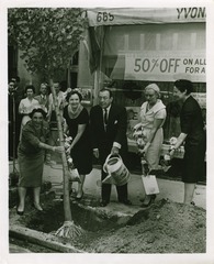 Mary Lasker at tree planting ceremony with New York City Mayor Robert Wagner