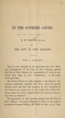 In the Supreme Court, E.H. Barton, et al., vs. the City of New Orleans: brief of appellants