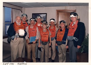 Members of the 1991 Chief of Naval Operations Executive Panel (CEP) Plenary Session dressed in flight gear