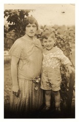 Postcard of Joshua Lederberg (age 4) and his mother, Esther