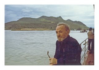 Sol Spiegelman on a boat in China