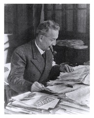 Albert Szent-Gyorgyi working at his desk in Szeged, Hungary