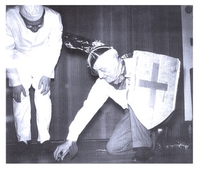 Albert Szent-Gyorgyi dressed as St. George at New Year's Eve costume party