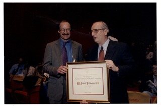Harold Varmus with Dr. M. Judah Folkman at the NIH Director's Lecture