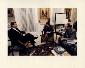 Harold Varmus with Vice President Al Gore and HHS Secretary Donna Shalala