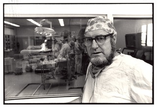 C. Everett Koop standing outside the operating room of the new Children's Hospital of Philadelphia