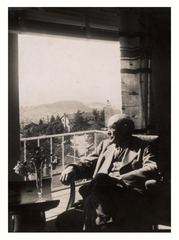Wilbur A. Sawyer at home in Berkeley, California, with Mt. Tamalpais and Richmond Point in the background