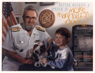 U.S. Surgeon General C. Everett Koop with child and stuffed dog