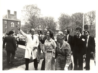 Donald and Henrietta Fredrickson giving a tour of NIH to King Baudouin and Queen Fabiola of Belgium