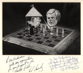 Autographed photograph of a collage of Ted Kennedy and Paul Rogers