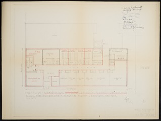 Architectural floor plan of Maimonides Hospital's Medical Research Building - First Floor