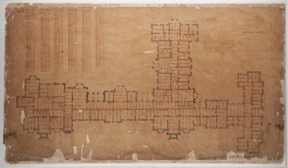 Plan of basement, second tier of [beams]
