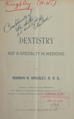 Dentistry not a specialty in medicine