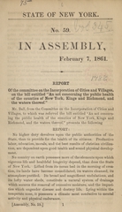 Report of the Committee on the Incorporation of Cities and Villages on the bill entitled "An act concerning the public health of the counties of New York, Kings, and Richmond, and the waters thereof"