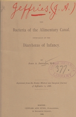 Bacteria of the alimentary canal, especially in the diarrhoeas of infancy