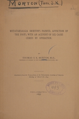 Metatarsalgia (Morton's painful affection of the foot), with an account of six cases cured by operation