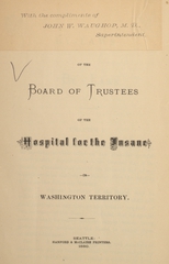 By-laws of the board of trustees of the Hospital for the Insane in Washington Territory