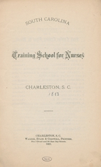 South Carolina Training School for Nurses: Charleston, S.C