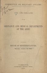 On increase of the ordnance and medical departments of the Army