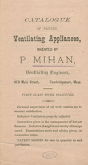 Catalogue of patent ventilating appliances: invented by P. Mihan, ventilating engineer