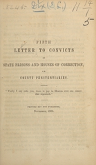 Fifth letter to convicts in state prisons and houses of correction, or county penitentiaries