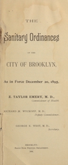 The sanitary ordinances of the City of Brooklyn: as in force December 20, 1895