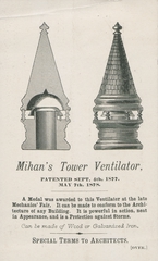 Mihan's tower ventilator: patented Sept. 4th, 1877,  May 7th, 1878