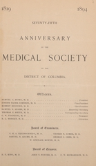 Seventy-fifth anniversary of the Medical Society of the District of Columbia