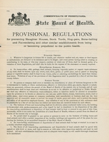 Provisional regulations for preventing slaughter houses, stock yards, hog-pens, bone-boiling and fat-rendering and other similar establishments from being or becoming prejudicial to the public health