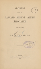 Address before the Harvard Medical Alumni Association: June 27, 1893