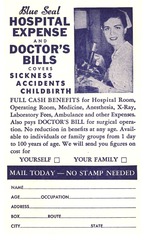 Blue Seal: hospital expense and doctor's bills covers sickness accidents childbirth