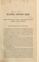 The national benefaction--$500,000!: seven thousand patent limbs given to the United States troops : brief history of the great work