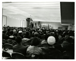 [Secretary of Health, Education and Welfare, Dr. Abraham Ribicoff, addresses a capacity audience at National Library of Medicine Dedication Ceremony]
