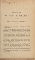 Report on the Physical Laboratory of the Mass. Institute of Technology