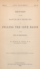 Report upon the sanitary effects of filling the Cove Basin in the city of Providence