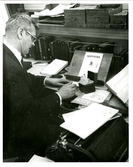 [Indexer Stanley Jablonski of the Bibliographic Services Division at work]