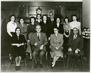 [Army Medical Library staff with William J. Wilson and Dorothy Schullian]