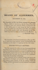 The Committee on Fire and Water presented the following report, relative to introducing into the City of New-York a supply of pure and wholesome water: accompanied with a law asking power to raise money by loan to execute said work