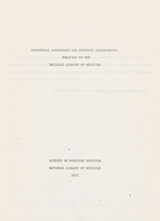 Historical chronology and selected bibliography relating to the National Library of Medicine