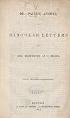 Dr. Paine's answer to circular letters by Drs. Carpenter and Forbes