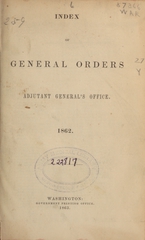 Index of general orders, Adjutant General's Office, 1862