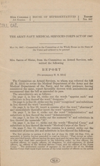 The Army-Navy Medical Services Corps Act of 1947: May 14, 1947,--Committed to the Committee of the Whole House on the State of the Union and ordered to be printed