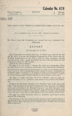 The Army-Navy Medical Services Corps Act of 1947: July 9 (legistlative day, July 7), 1947.--Ordered to be printed
