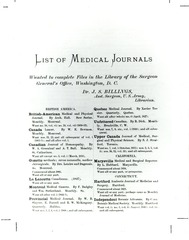 [List of medical journals compiled by Dr. John Shaw Billings]