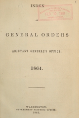 Index of general orders, Adjutant General's Office, 1864