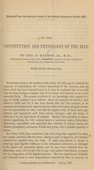 On the constitution and physiology of the bile