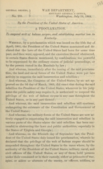 A proclamation to suspend writ of habeus corpus, and establishing martial law in Kentucky
