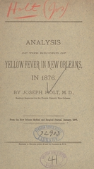 Analysis of the record of yellow fever in New Orleans, in 1876