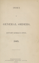 Index of general orders, Adjutant General's Office, 1865
